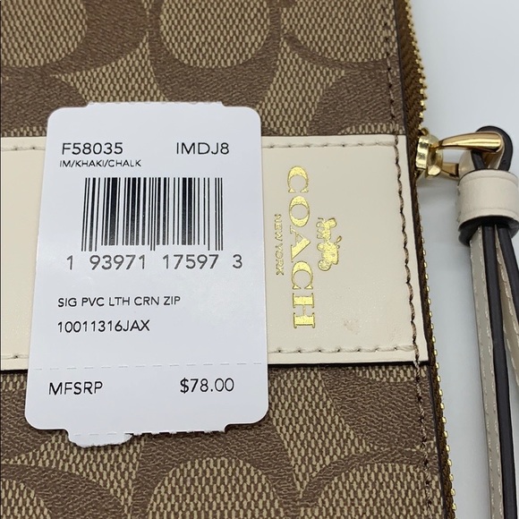 COACH Corner Zip Wristlet In Signature Canvas - Picture 8 of 8